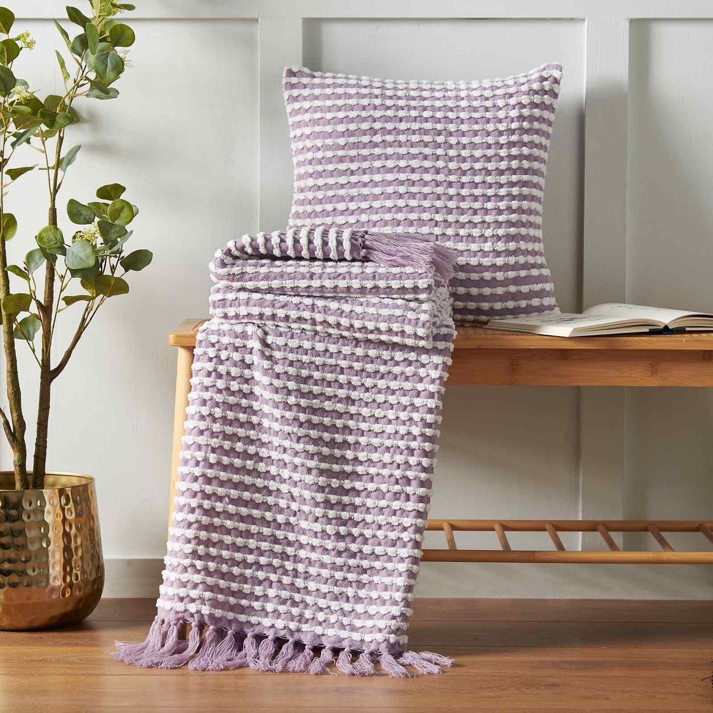 Stab Stitch Lilac Blanket Throw