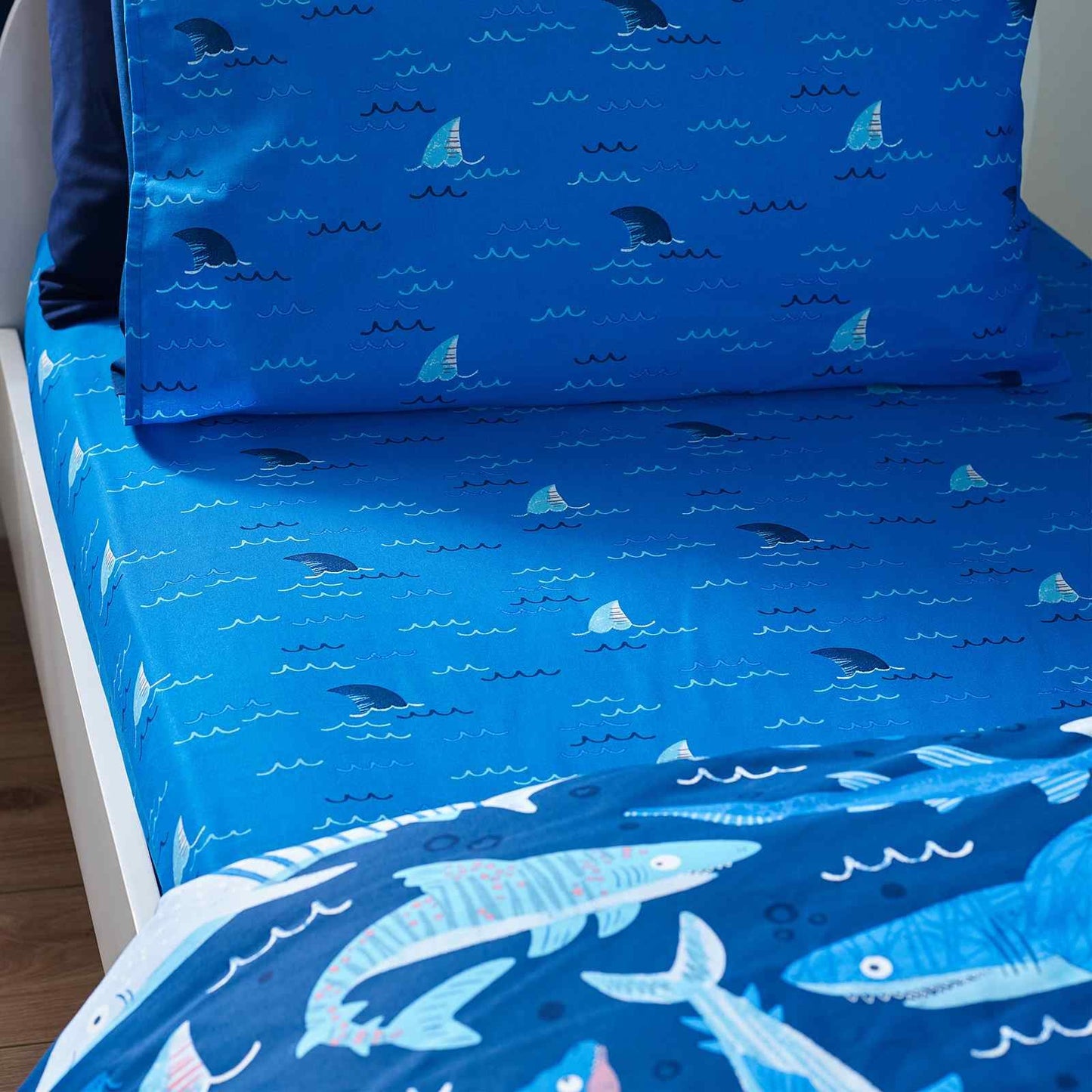 Jawsome Shark Navy Blue Fitted Sheet
