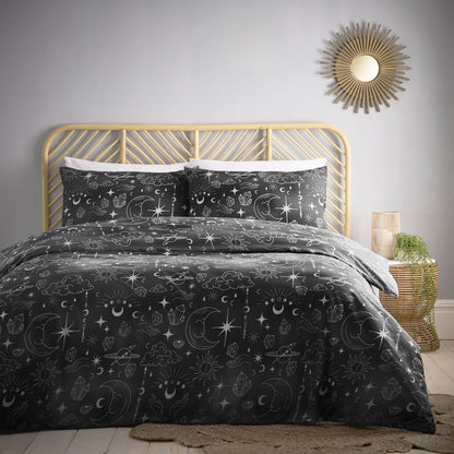 Celestial Black Duvet Cover Set With Pillow Case