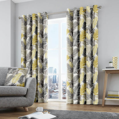 Tropical Ochre Eyelet Curtains