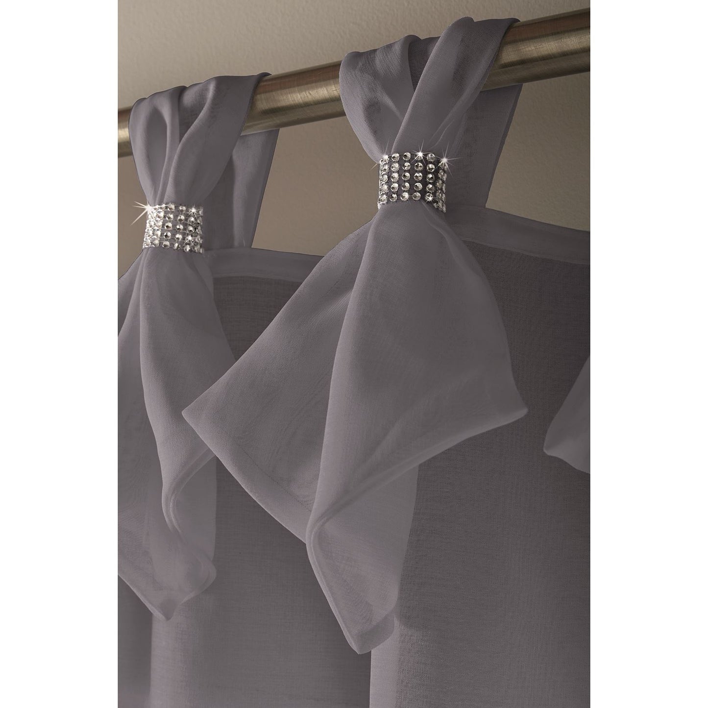 Tiara Dolly Diamante Tab Top Silver Curtain Panel