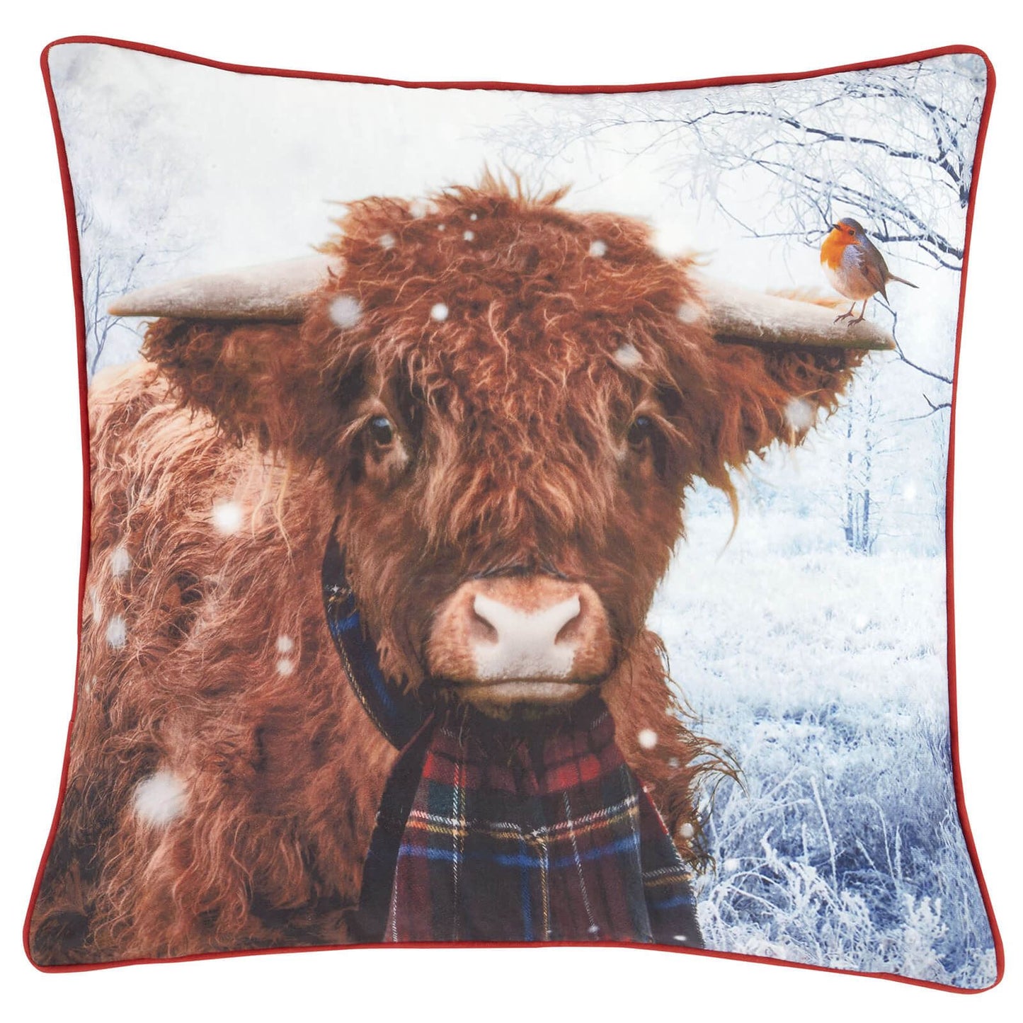 Living Highland Cow Natural Filled Cushion