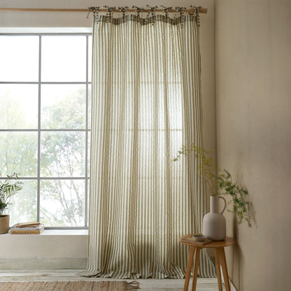 Pineapple Elephant Zanzibar Woven Stripe Green Curtain Panel Voile Panel