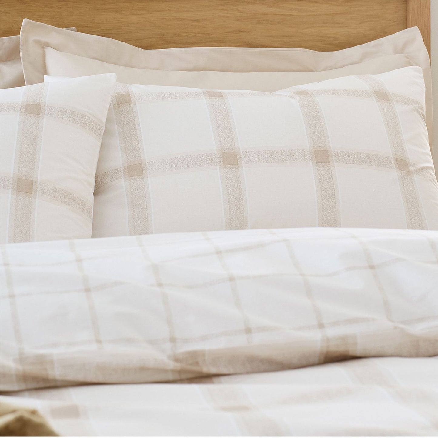Bianca Oxton Check Natural Duvet Cover Set