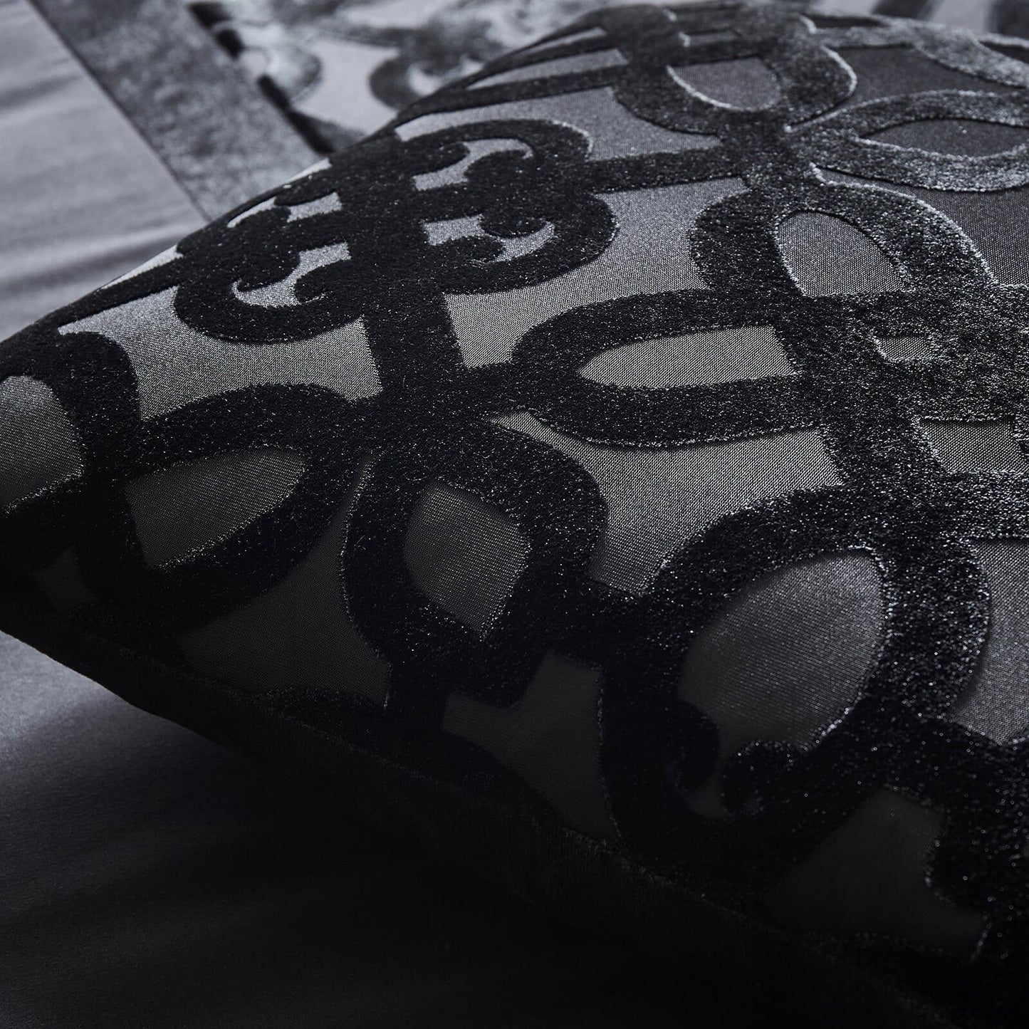 Lattice Cut Velvet Cushion Black
