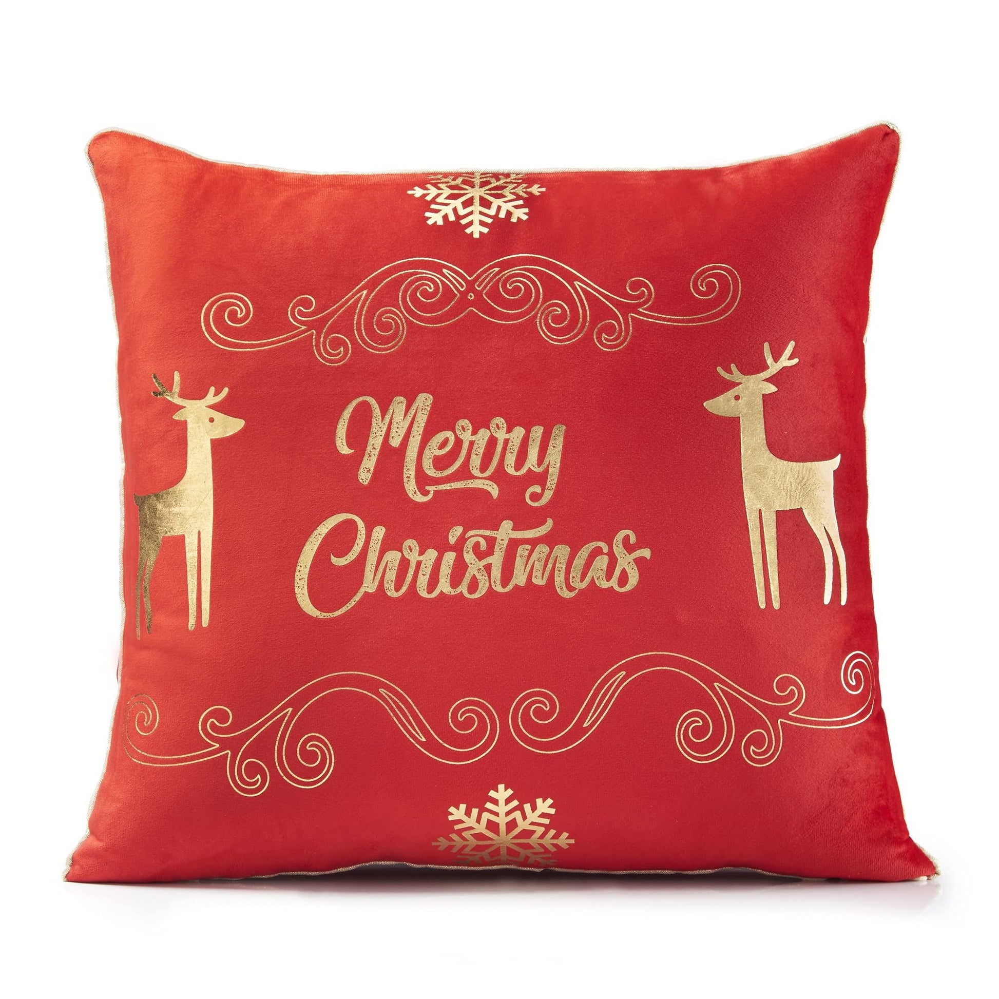 Merry Christmas Red Gold Cushion Cover