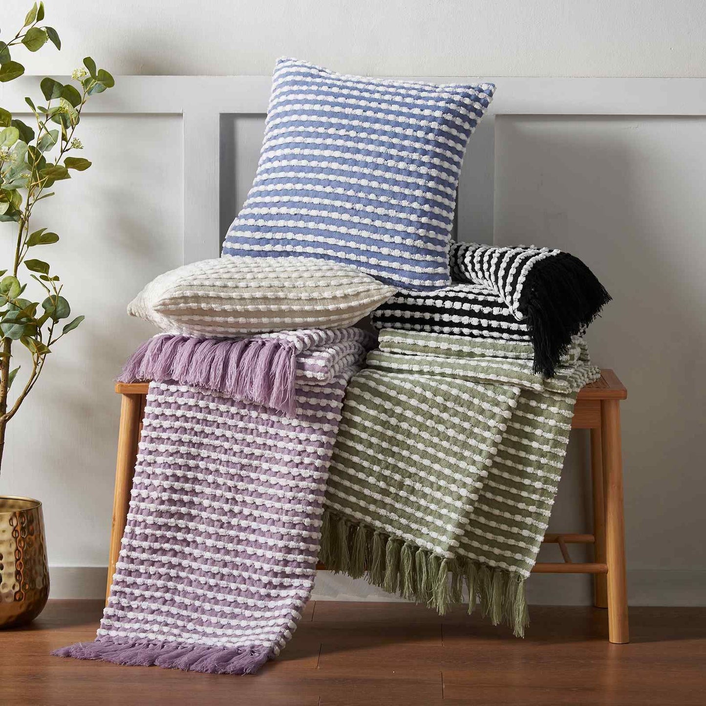 Stab Stitch Blue Cushion