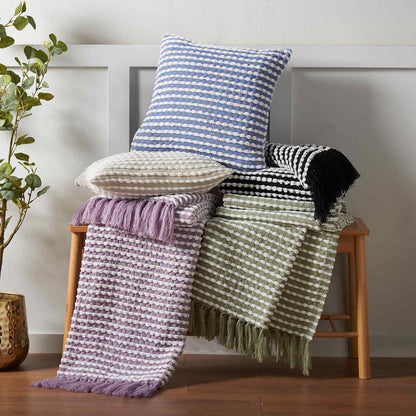 Stab Stitch Blue Cushion