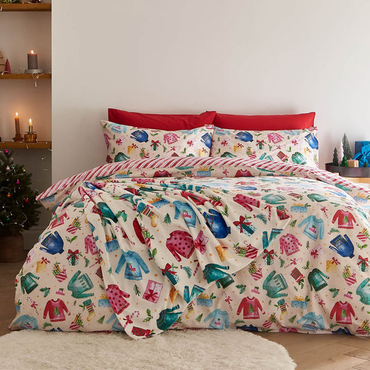 Christmas Jolly Jumpers Cream Duvet Cover Set