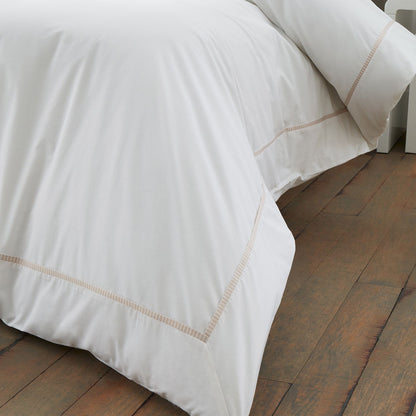 Bianca Contrast Trim White / Natural Duvet Cover Set
