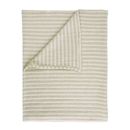 Bianca Fine Linens Cotton Muslin Stripe Blanket Throw Green - 150x200cm