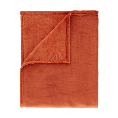 Raschel Velvet Touch Burnt Orange Blanket Throw