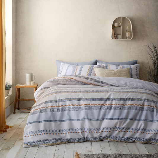 Vida Stripe Beige Duvet Cover Set