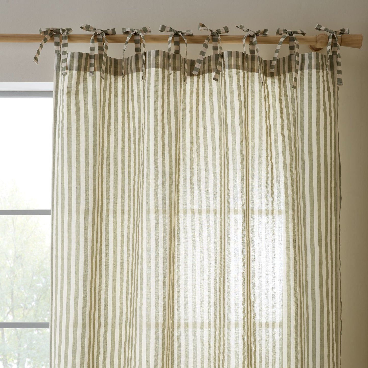 Pineapple Elephant Zanzibar Woven Stripe Green Curtain Panel Voile Panel