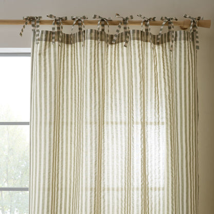 Pineapple Elephant Zanzibar Woven Stripe Green Curtain Panel Voile Panel