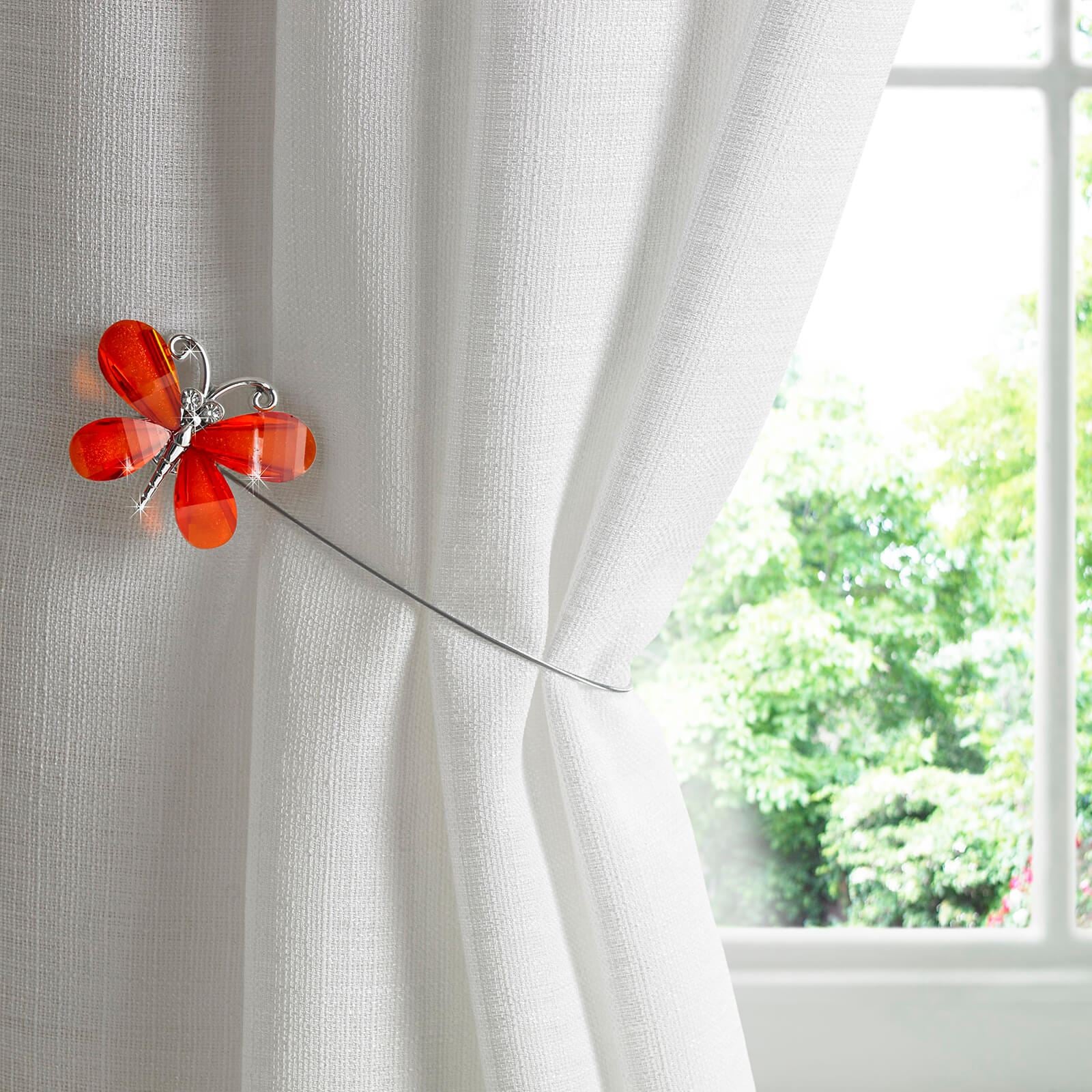 Magnetic Butterfly Wire Orange Curtain Tiebacks Pair