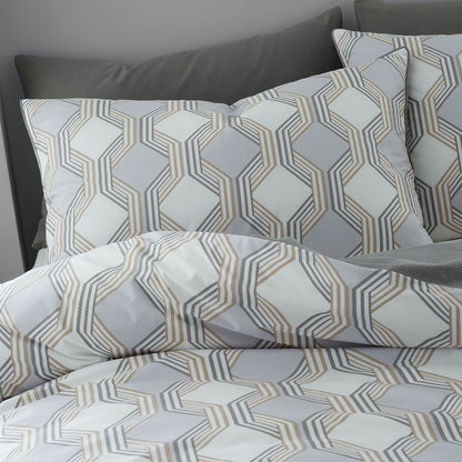 Atticus Geometric Grey Duvet Cover Set