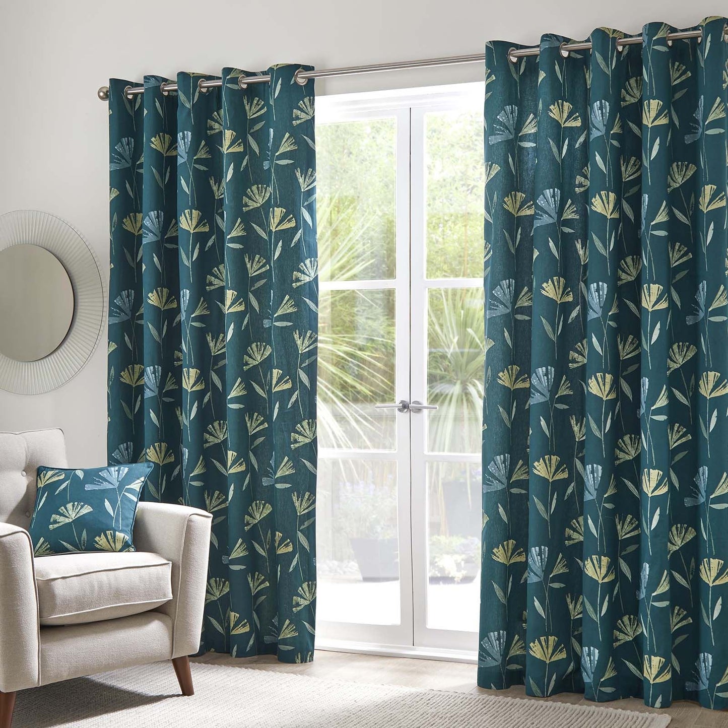 Dacey Teal Eyelet Curtains