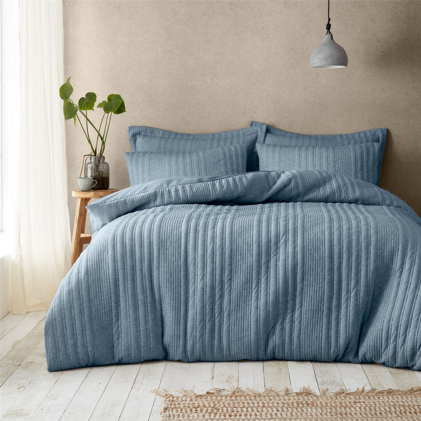 Tamba Jersey Stripe Chambray Duvet Cover Set