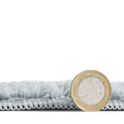 Bay Light Blue Plain Shaggy Washable Rug