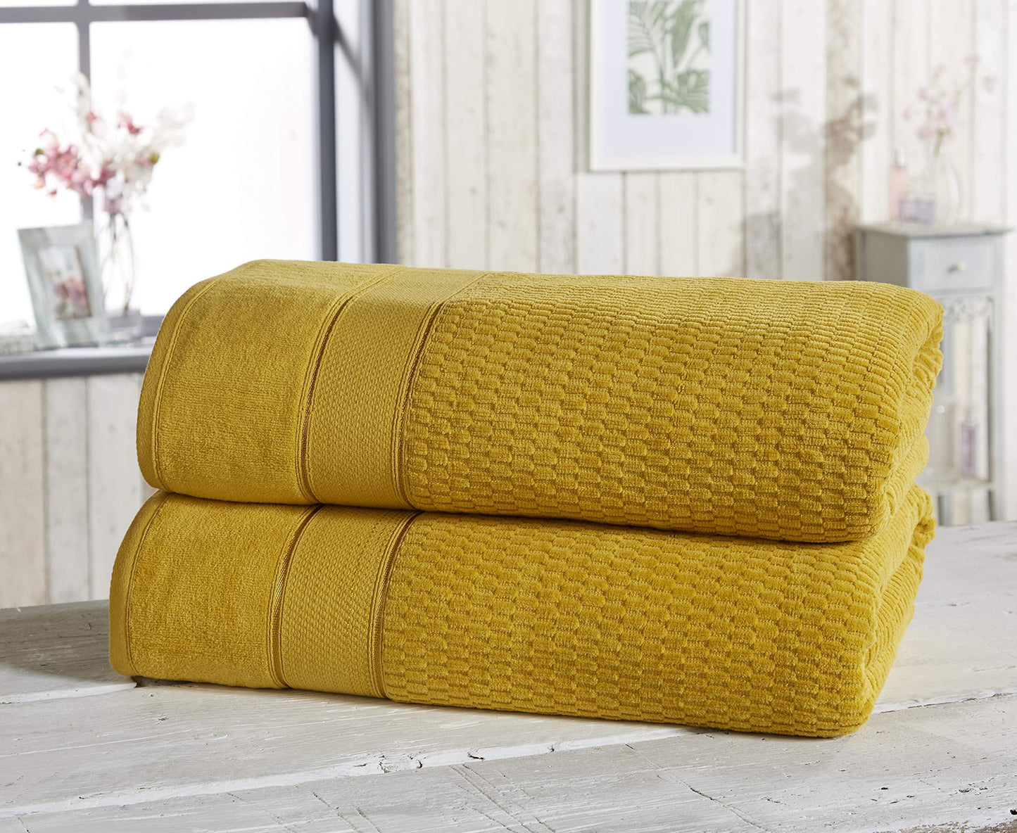 Royal Velvet Ochre Bath Sheet Pair