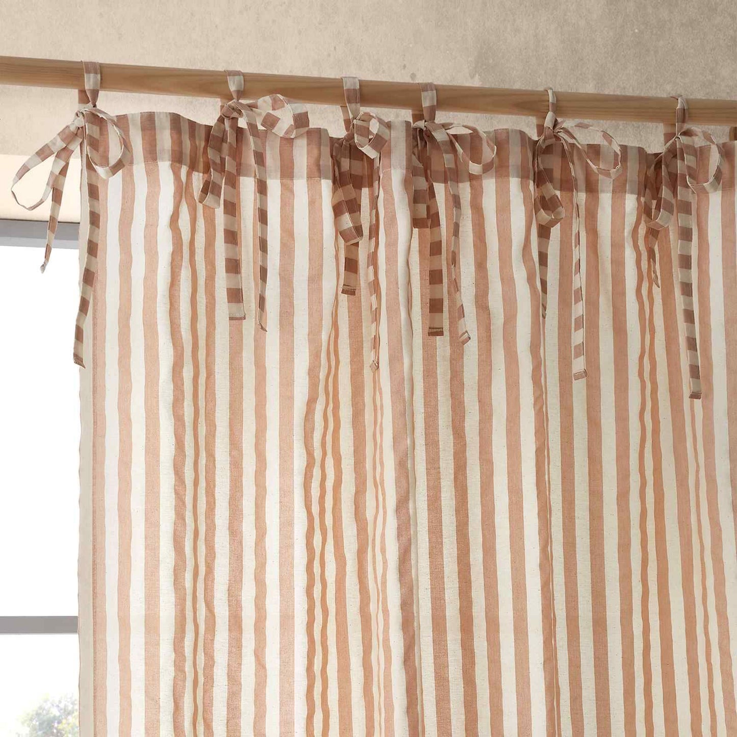 Zanzibar Yarn Dyed Stripe Clay Curtain Panel