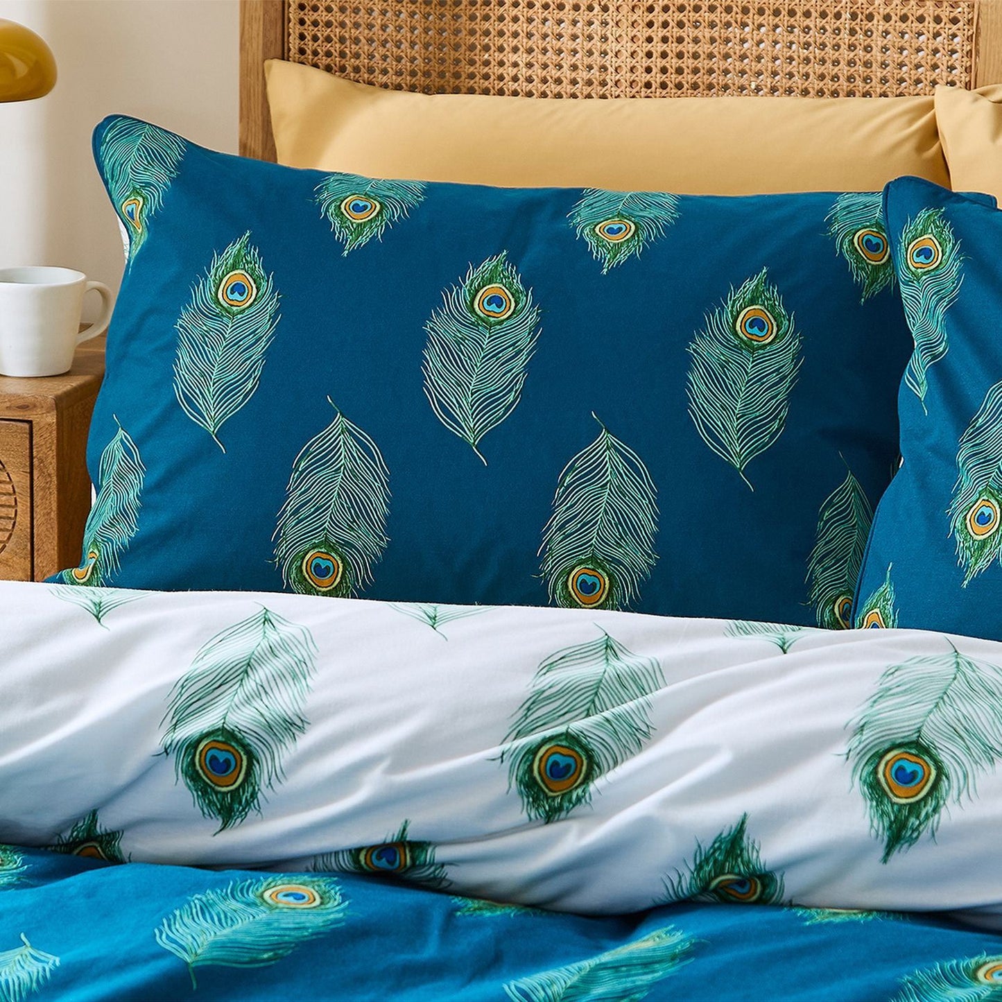 Their Nibs Peacock Feather Teal Green Duvet Cover Set