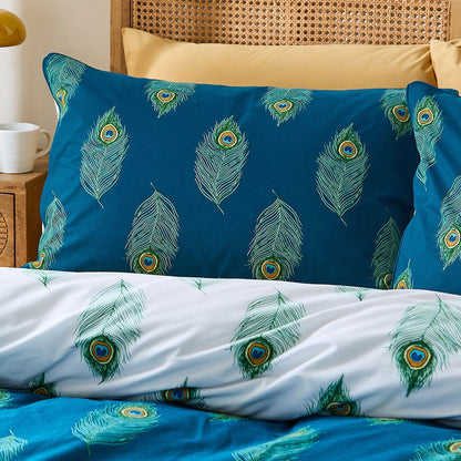 Their Nibs Peacock Feather Teal Green Duvet Cover Set