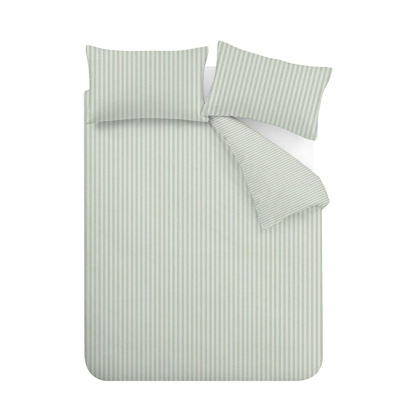 Catherine Lansfield Epping Textured Stripe Green Duvet Cover Set