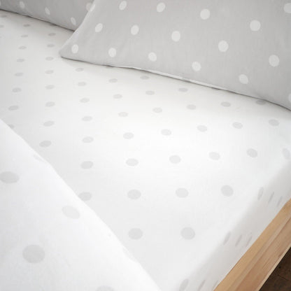 Brushed Polka Dot Grey Fitted Sheet