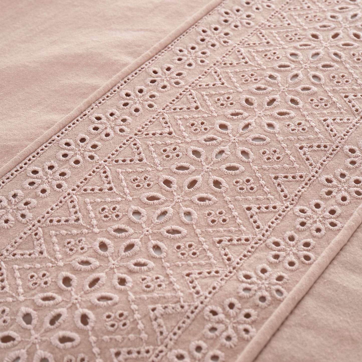 Broderie Anglaise Blush Pink Duvet Cover Set