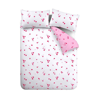 Seersucker Heart White / Red Duvet Cover Set