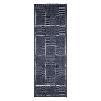 Flatweave Gel Check Navy Rug