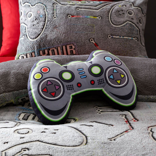 Game Over Glow in the Dark Fleece 3D Shaped Cushion Black