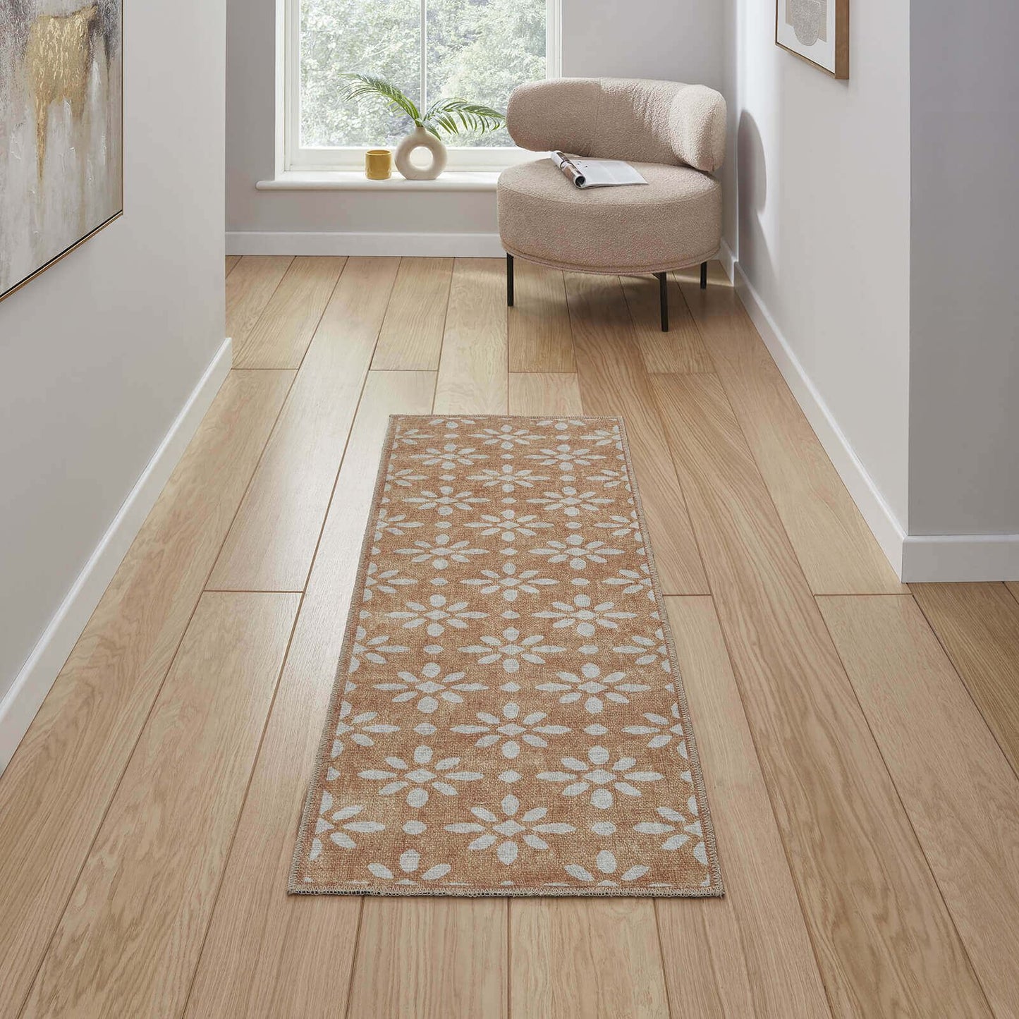 Coral H1062 Yellow Modern Washable Rug