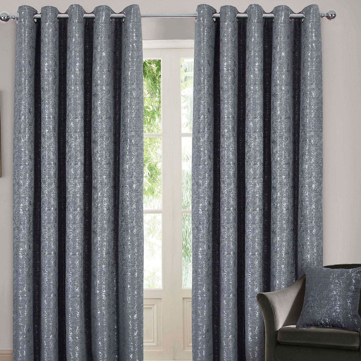 Nova Charcoal Eyelet Curtains