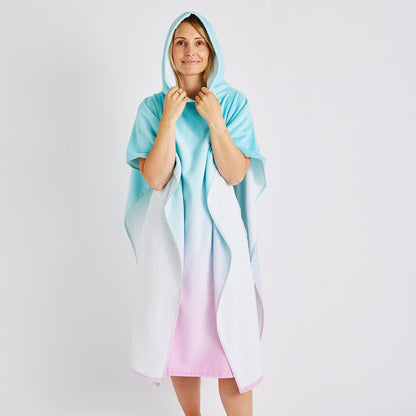 Ombre Hooded Cotton 92x108cm Towel Poncho Pink