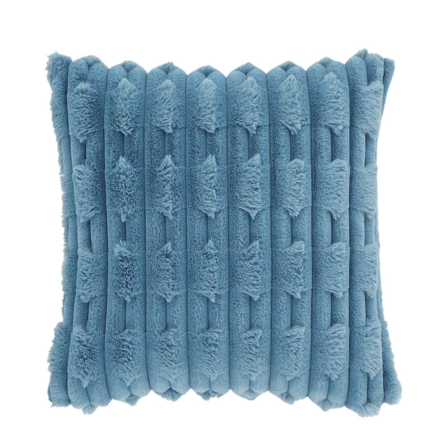 So Soft Carved Faux Fur Cushion Blue