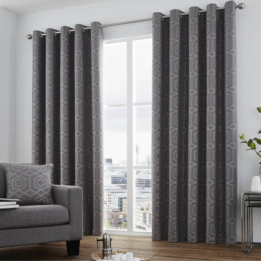 Camberwell Graphite Eyelet Curtains