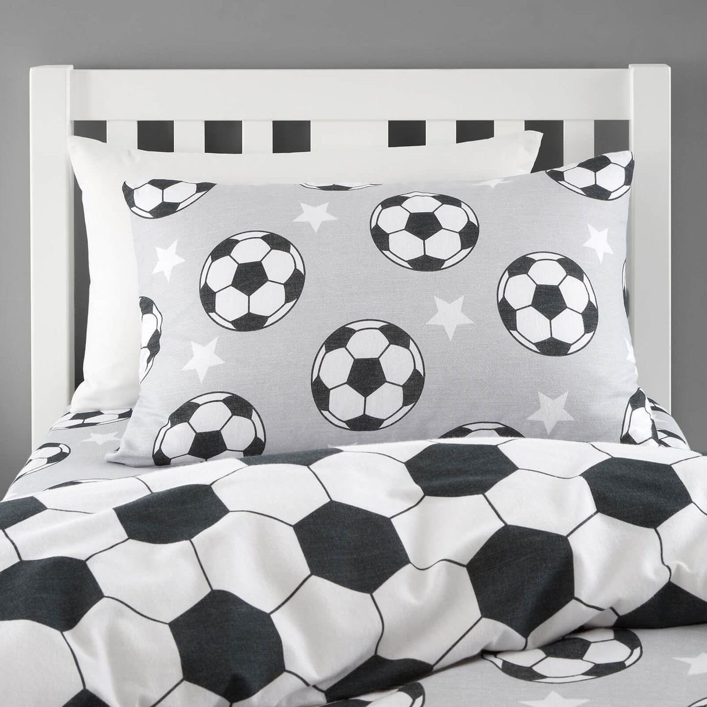 Brushed Football Stars Grey Duvet Cover Set