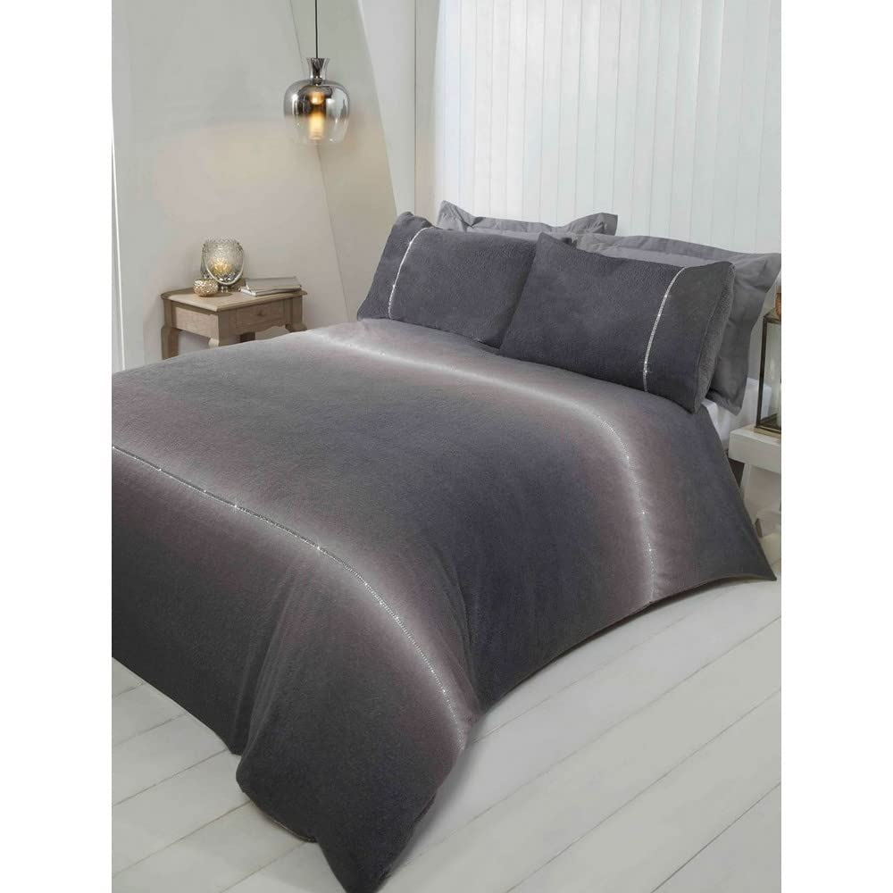 Diamante Teddy Grey Duvet Set