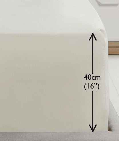 SND Percale 16" Cream Fitted Sheet