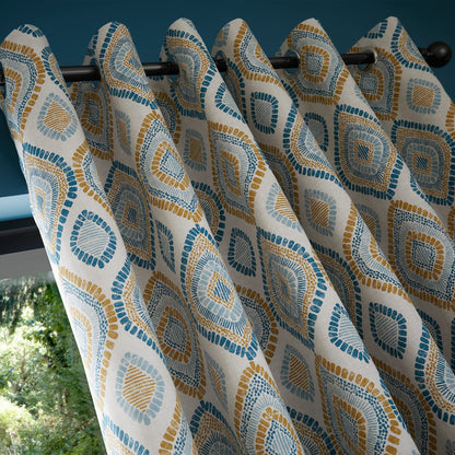 Ziri Teal Eyelet Curtains