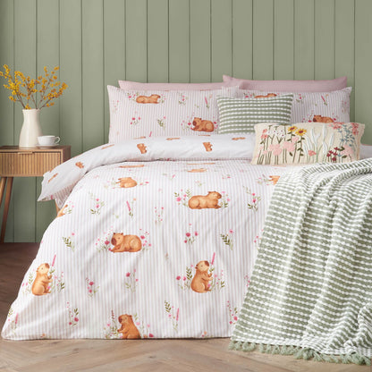 Catherine Lansfield Happy Capybara Reversible Bedding Duvet Cover Set Natural