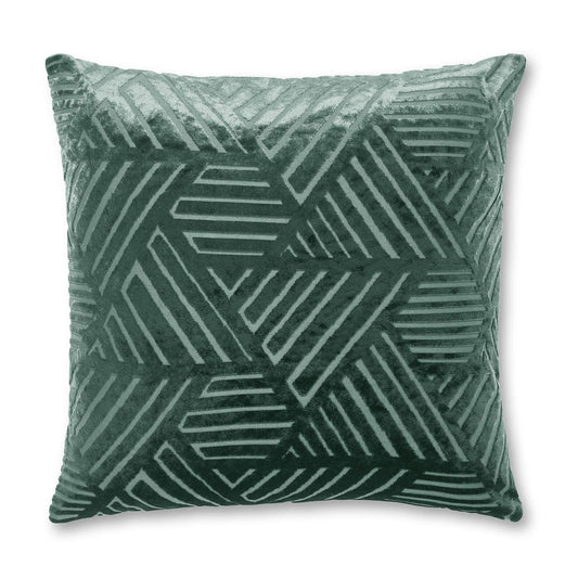 Geo Cut Forest Green Filled Cushion