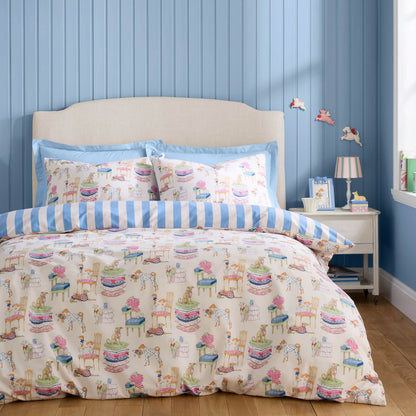 Cath Kidston Hackney Dogs Printed Reversible Bedding Duvet Cover Set Blue