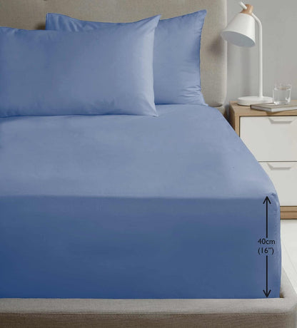 SND Percale 16" Blue Fitted Sheet