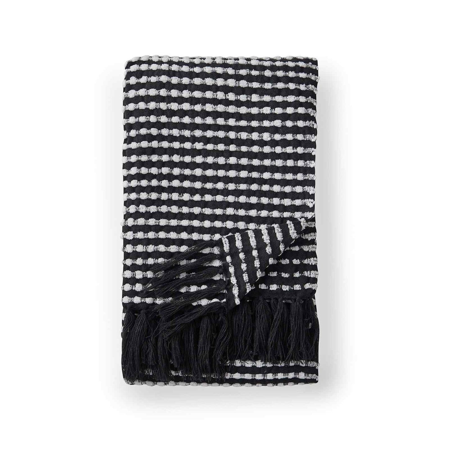 Stab Stitch Black Blanket Throw