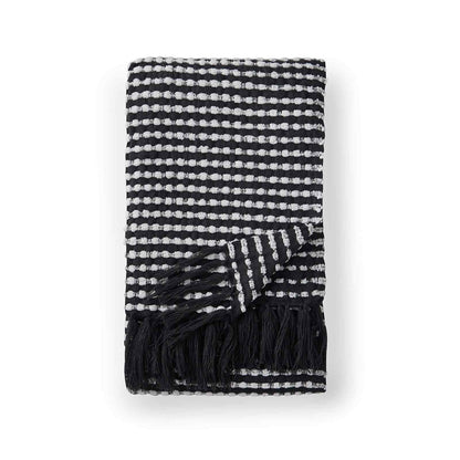 Stab Stitch Black Blanket Throw