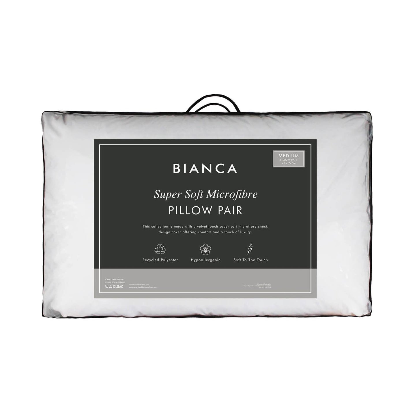 Bianca Fine Linens Super Soft Microfibre Pillow Pair White